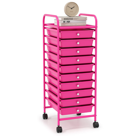 10 Drawer Rolling Storage Cart Organizer with 4 Universal Casters