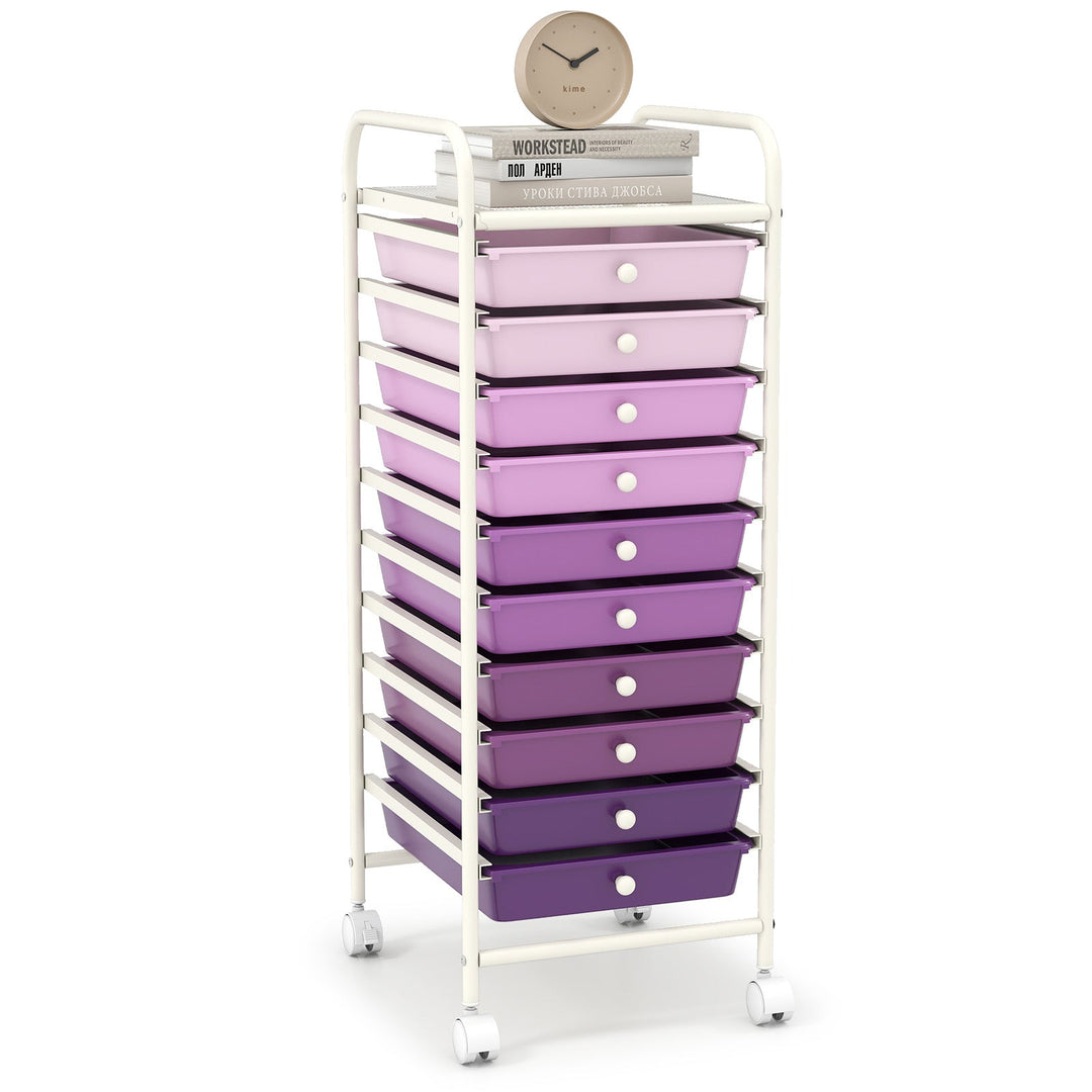 10 Drawer Rolling Storage Cart Organizer with 4 Universal Casters