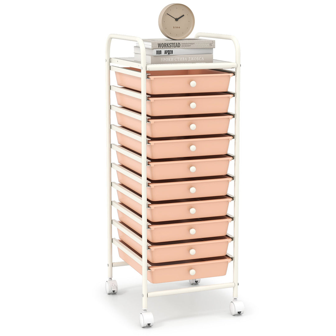 10 Drawer Rolling Storage Cart Organizer with 4 Universal Casters