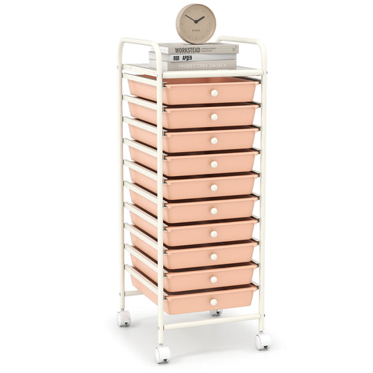 10 Drawer Rolling Storage Cart Organizer with 4 Universal Casters