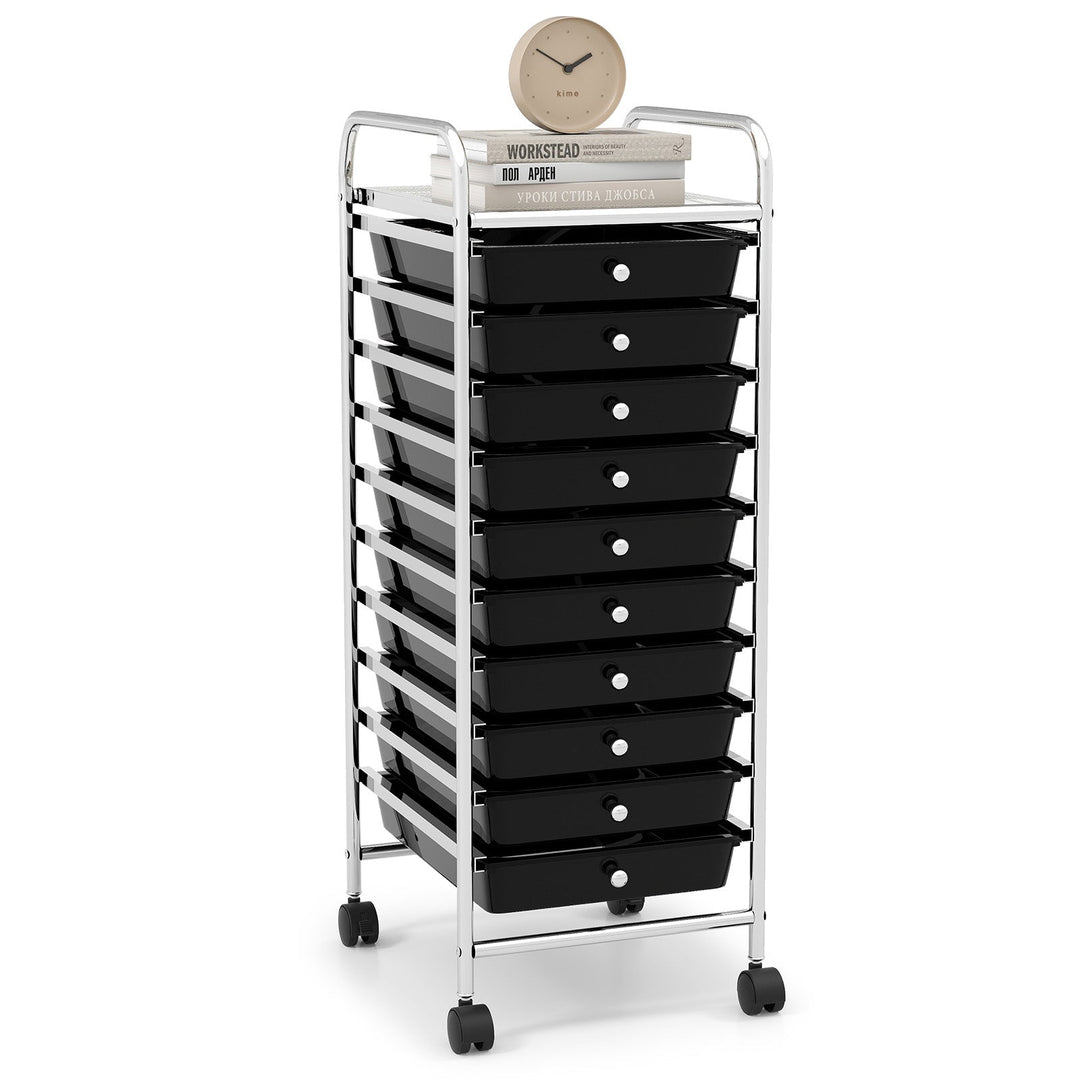 10 Drawer Rolling Storage Cart Organizer with 4 Universal Casters