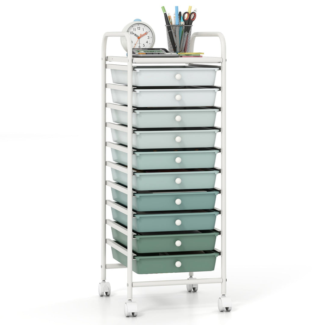 10 Drawer Rolling Storage Cart Organizer with 4 Universal Casters