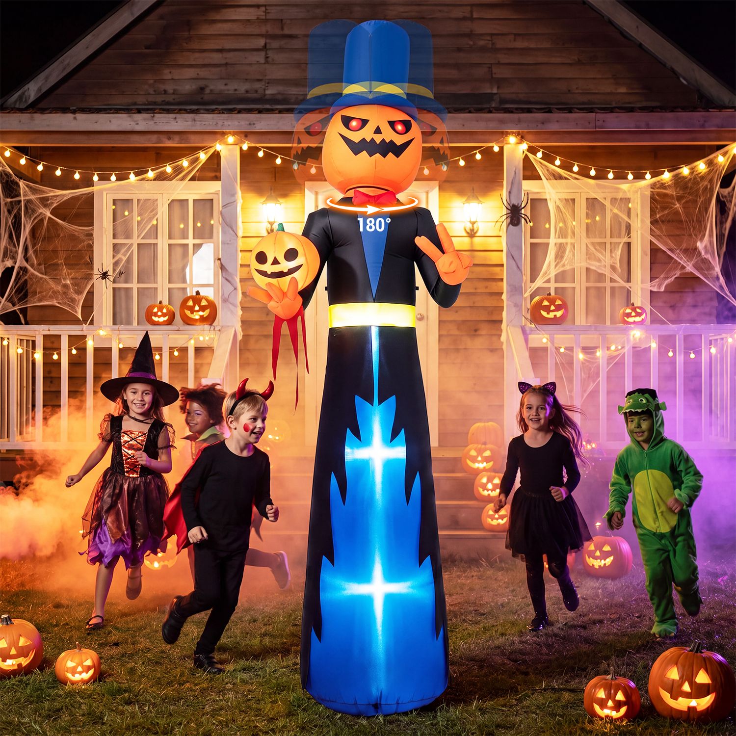 10 FT Animated Halloween Inflatable Pumpkin Gentleman Decoration ...