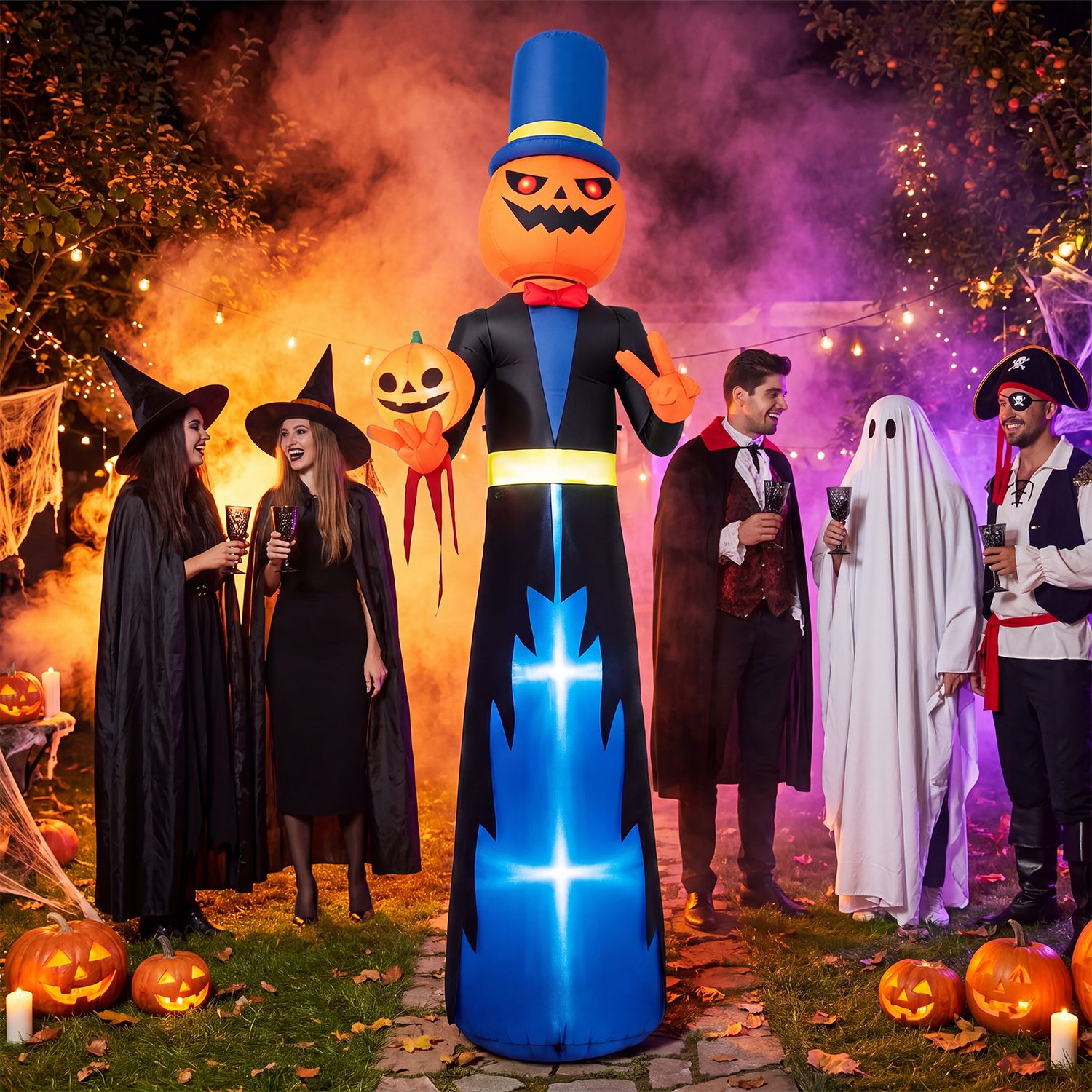 10 FT Animated Halloween Inflatable Pumpkin Gentleman Decoration ...