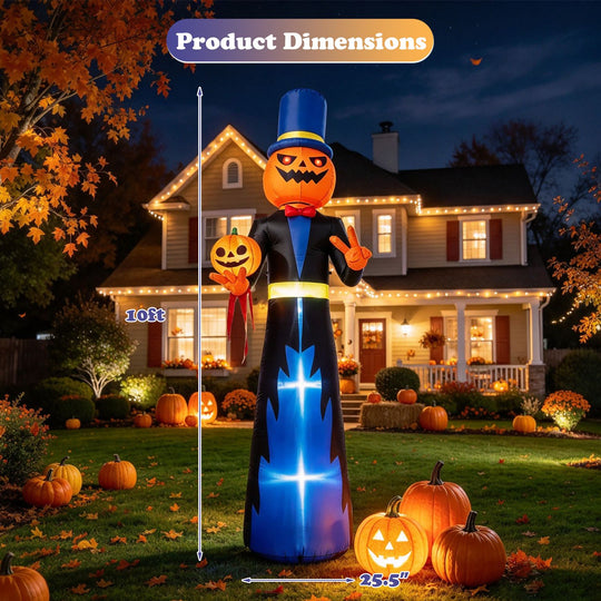 10 FT Animated Halloween Inflatable Pumpkin Gentleman Decoration
