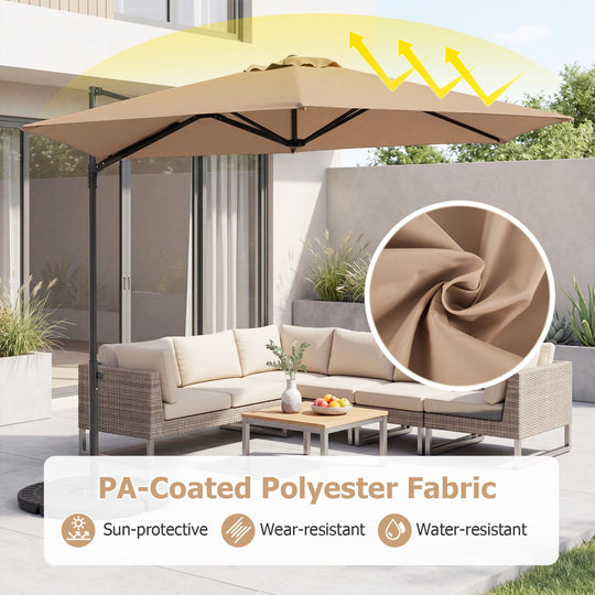 10 FT Cantilever Patio Umbrella with 360° Rotation