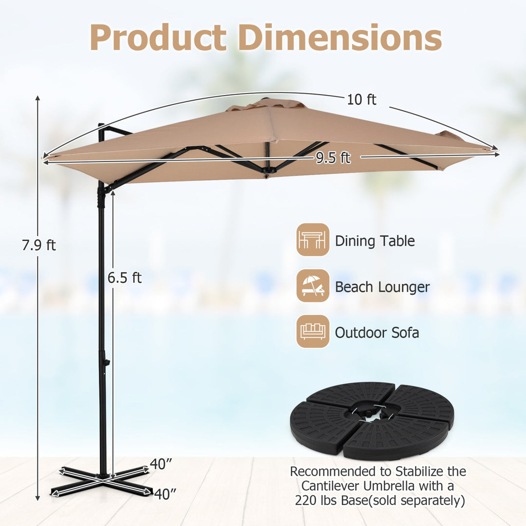 10 FT Cantilever Patio Umbrella with 360° Rotation