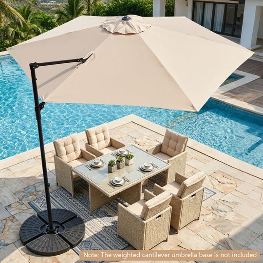 10 FT Cantilever Patio Umbrella with 360° Rotation
