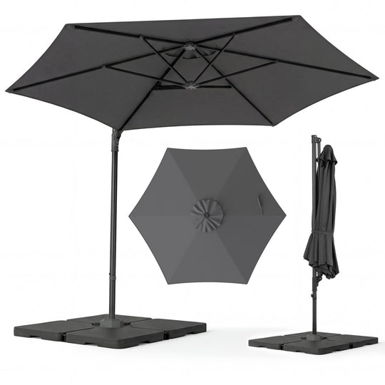 10 FT Patio Cantilever Umbrella with 360° Rotation and Air Vent for Backyard and Poolside