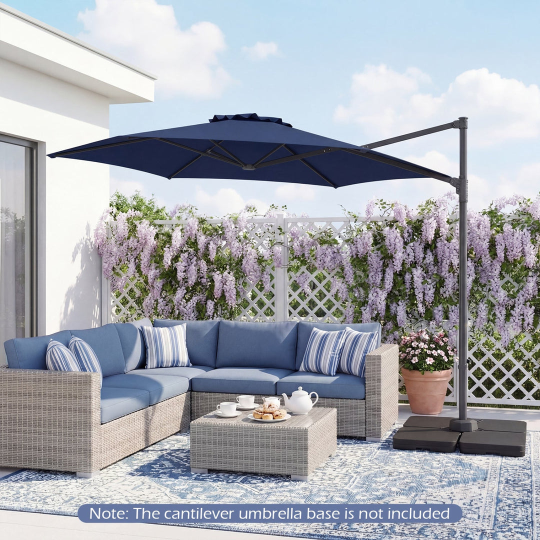 10 FT Patio Cantilever Umbrella with 360° Rotation and Air Vent for Backyard and Poolside