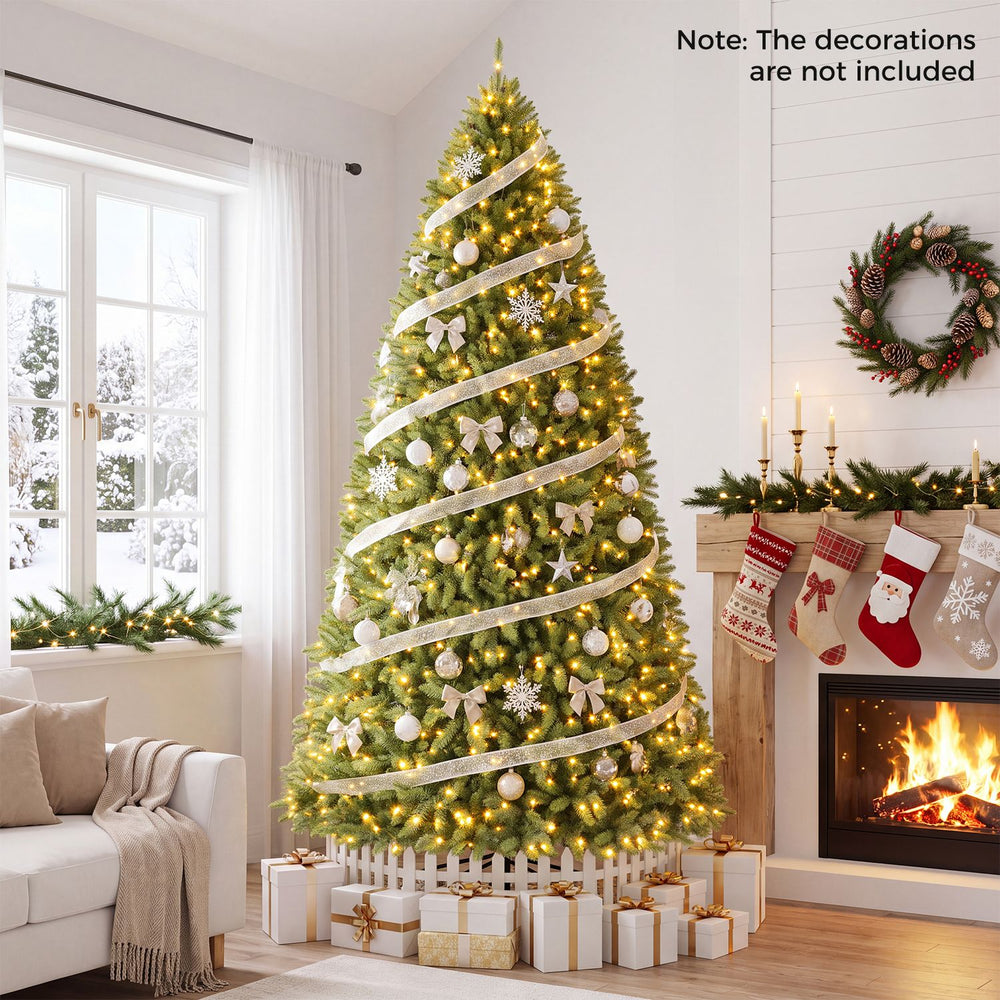 10 FT Pre-Lit Artificial Christmas Tree with 1100 Warm White LED Lights