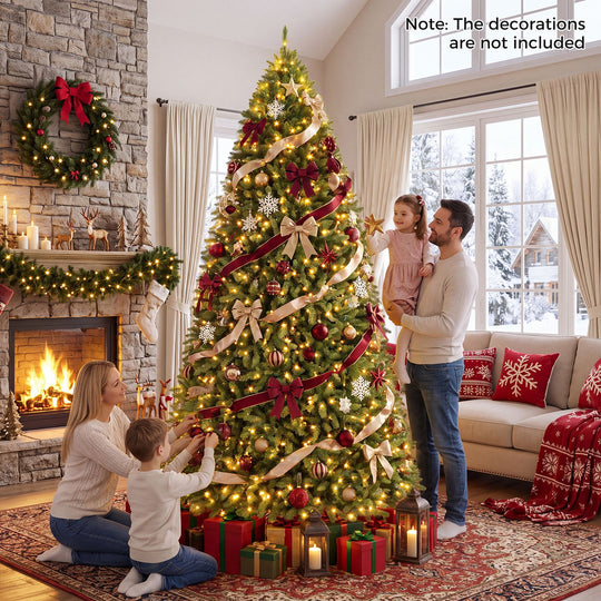 10 FT Pre-Lit Artificial Christmas Tree with 1100 Warm White LED Lights