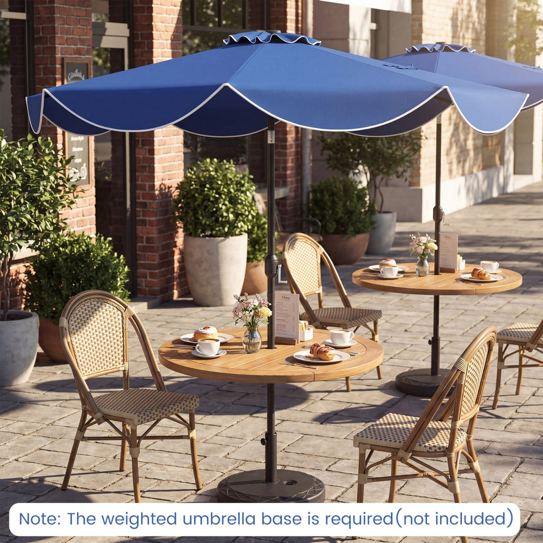 10 FT Scalloped Solar Patio Umbrella with 24 LED Lights and Tilt Adjustment