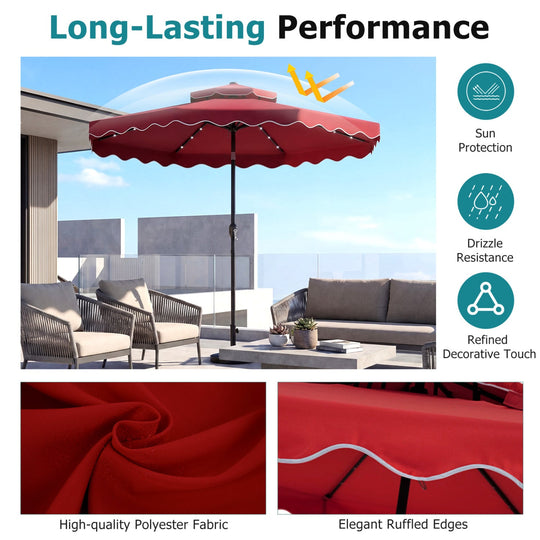 10 FT Solar LED Patio Umbrella for Deck and Pool