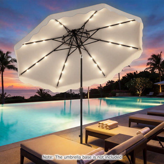 10 FT Solar LED Patio Umbrella for Deck and Pool