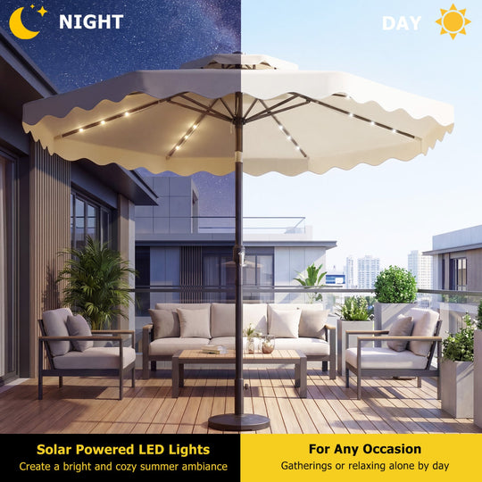 10 FT Solar LED Patio Umbrella for Deck and Pool