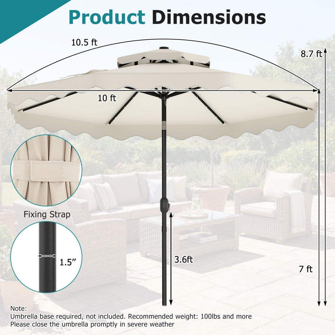 10 FT Solar LED Patio Umbrella for Deck and Pool