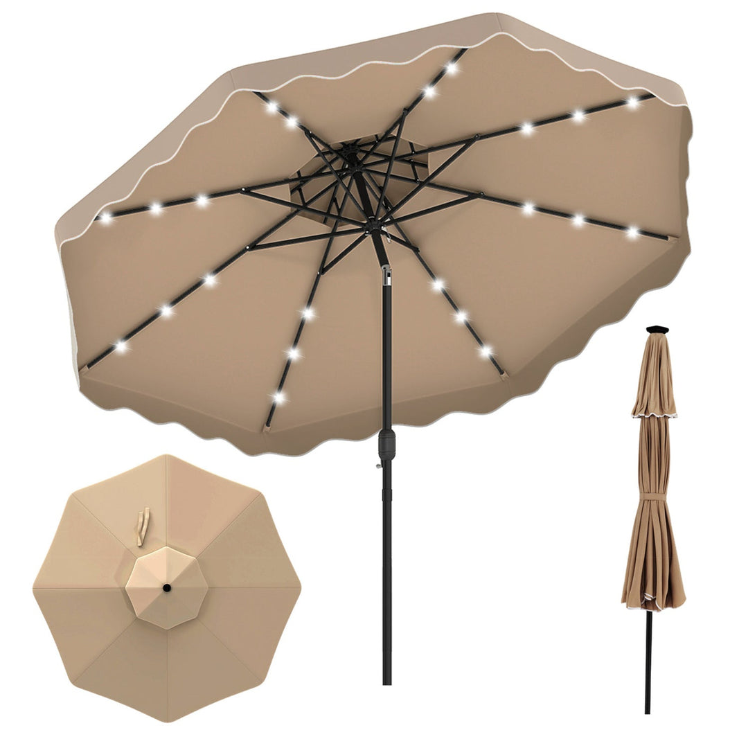10 FT Solar LED Patio Umbrella for Deck and Pool