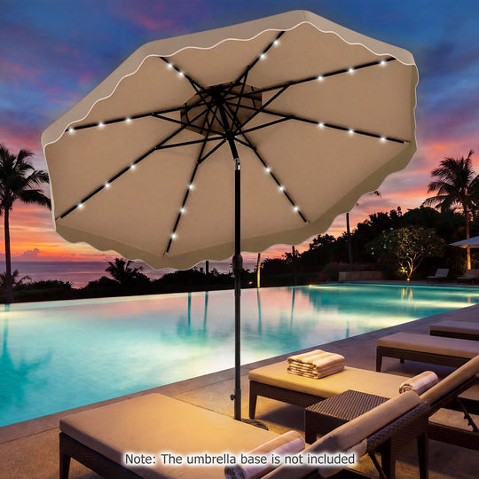 10 FT Solar LED Patio Umbrella for Deck and Pool