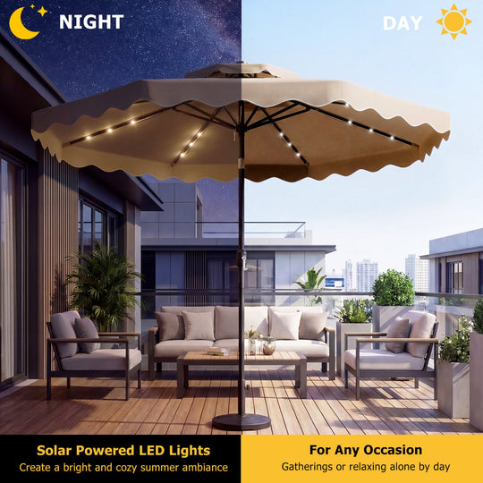 10 FT Solar LED Patio Umbrella for Deck and Pool