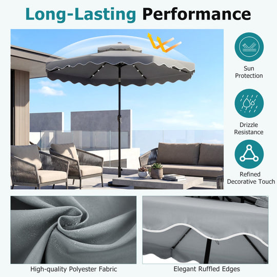 10 FT Solar LED Patio Umbrella for Deck and Pool