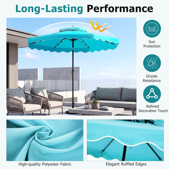 10 FT Solar LED Patio Umbrella for Deck and Pool