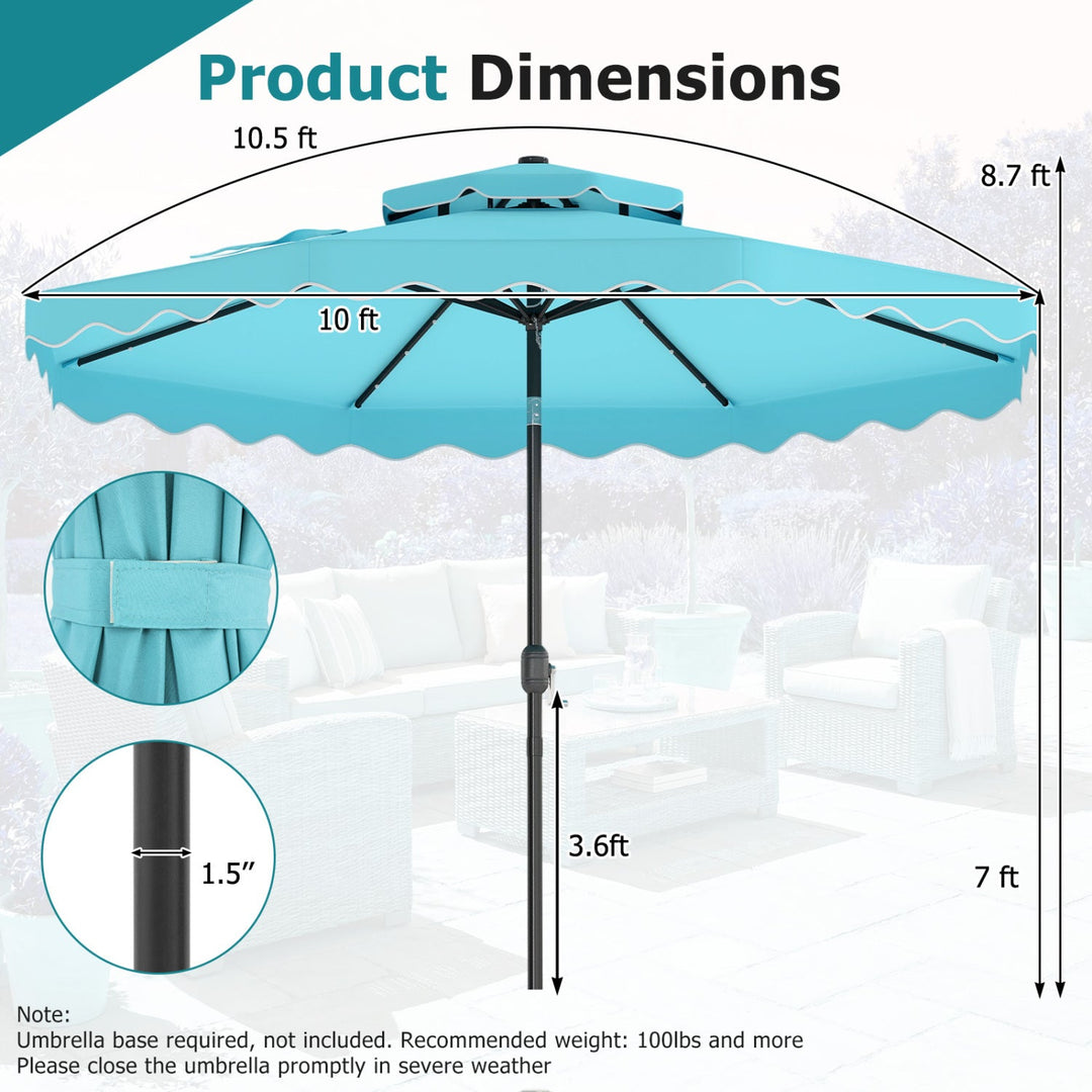 10 FT Solar LED Patio Umbrella for Deck and Pool