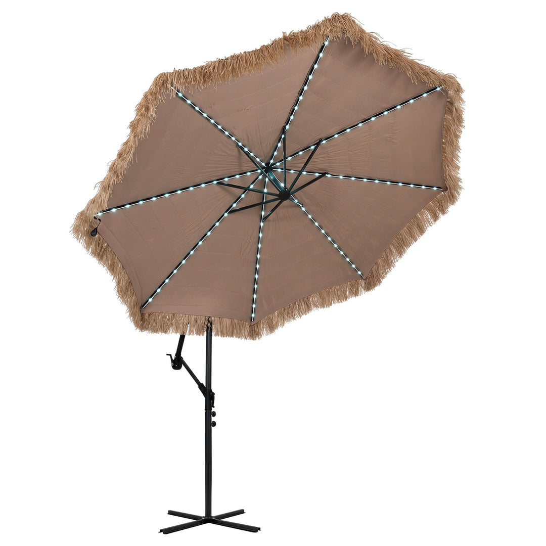 10 FT Solar Cantilever Umbrella with 96 LED Lights