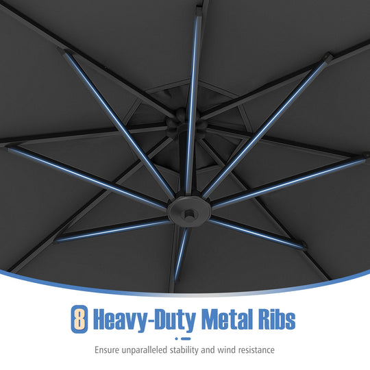 10 Feet Offset Hanging Umbrella with Base Patio Cantilever Umbrella with Tilt