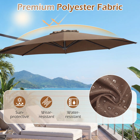 10 Feet Patio Cantilever Umbrella with Easy Tilt Adjustment