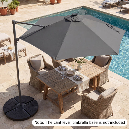 10 Feet Patio Cantilever Umbrella with Solar LED Lights