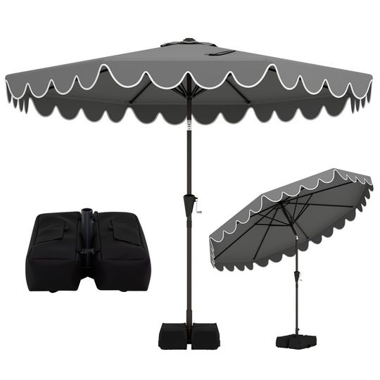 10 Feet Patio Umbrella with Weighted Base and Sandbags