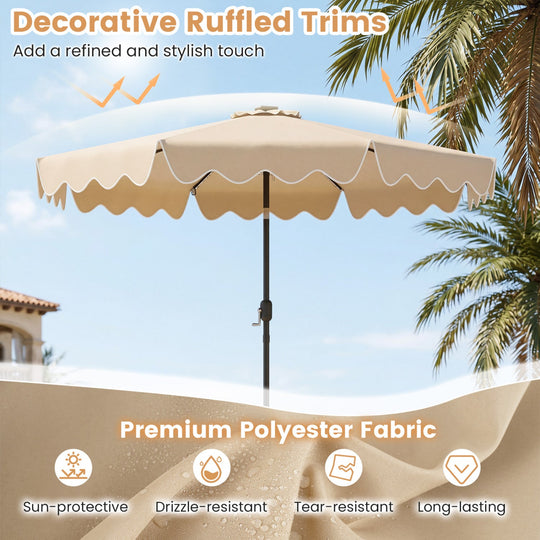 10 Ft Solar Patio Umbrella with LED Lights
