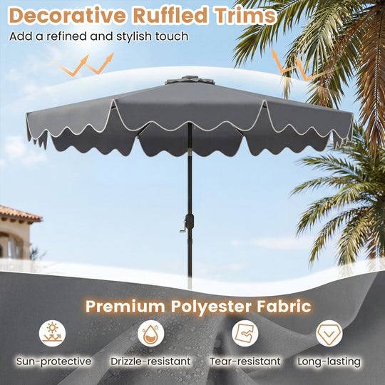 10 Ft Solar Patio Umbrella with LED Lights