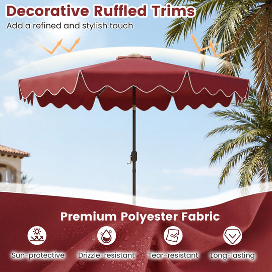 10 Ft Solar Patio Umbrella with LED Lights