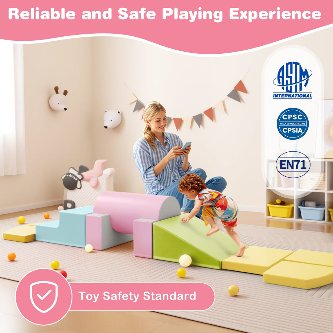 10-Piece Foam Climbing Toys for Toddlers Soft Foam PU Leather Building Blocks