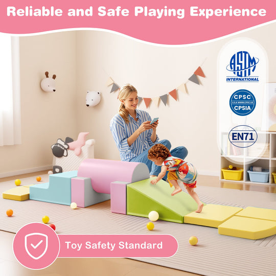 10-Piece Foam Climbing Toys for Toddlers Soft Foam PU Leather Building Blocks