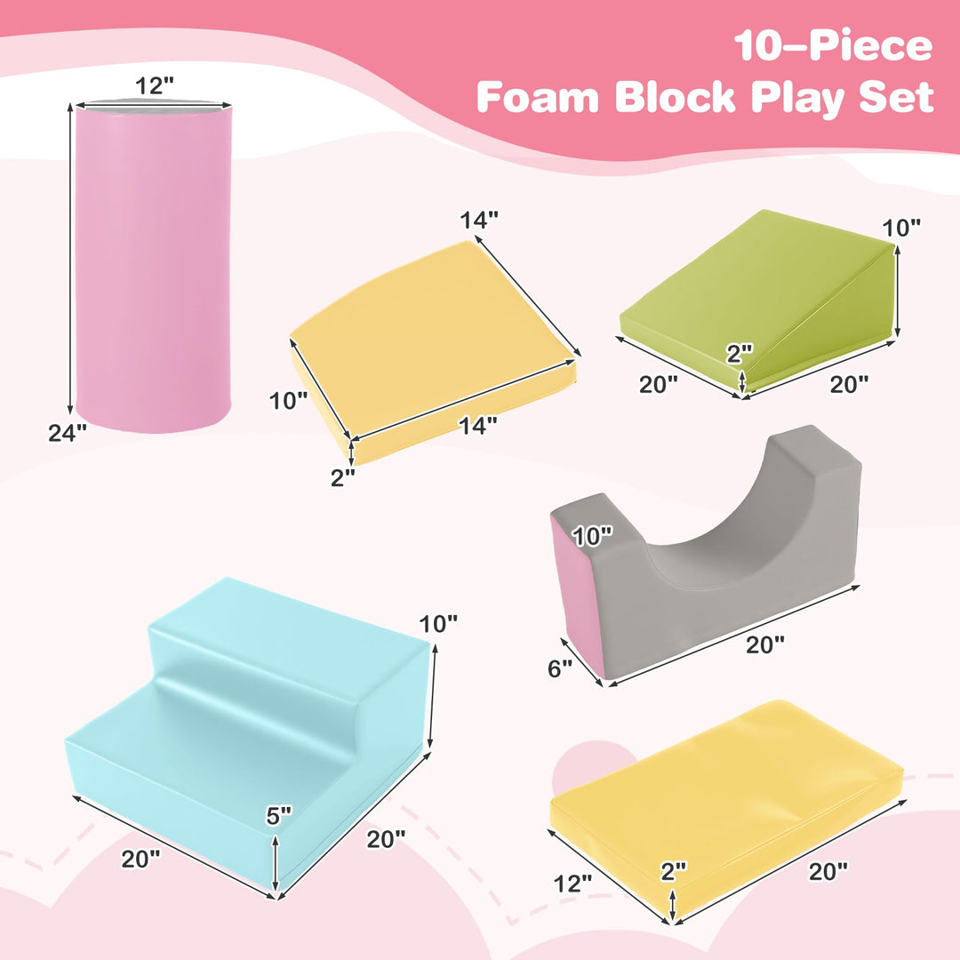 10-Piece Foam Climbing Toys for Toddlers Soft Foam PU Leather Building Blocks