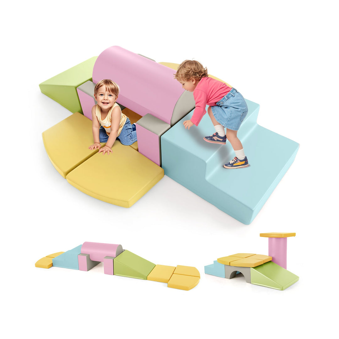 10-Piece Foam Climbing Toys for Toddlers Soft Foam PU Leather Building Blocks