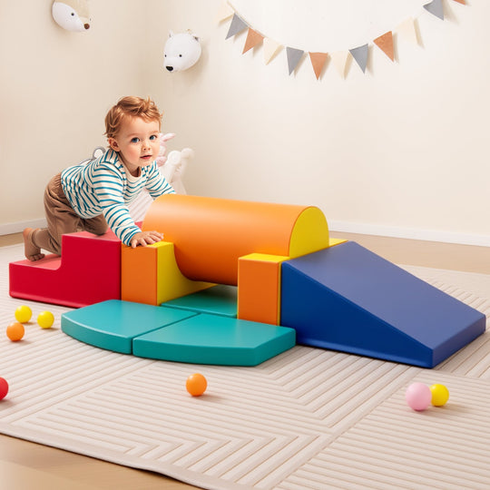 10-Piece Foam Climbing Toys for Toddlers Soft Foam PU Leather Building Blocks