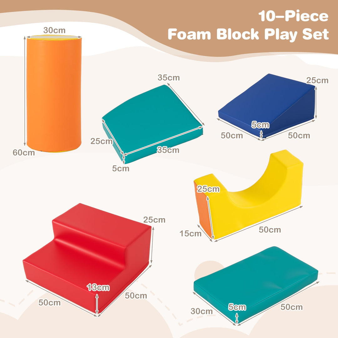 10-Piece Foam Climbing Toys for Toddlers Soft Foam PU Leather Building Blocks