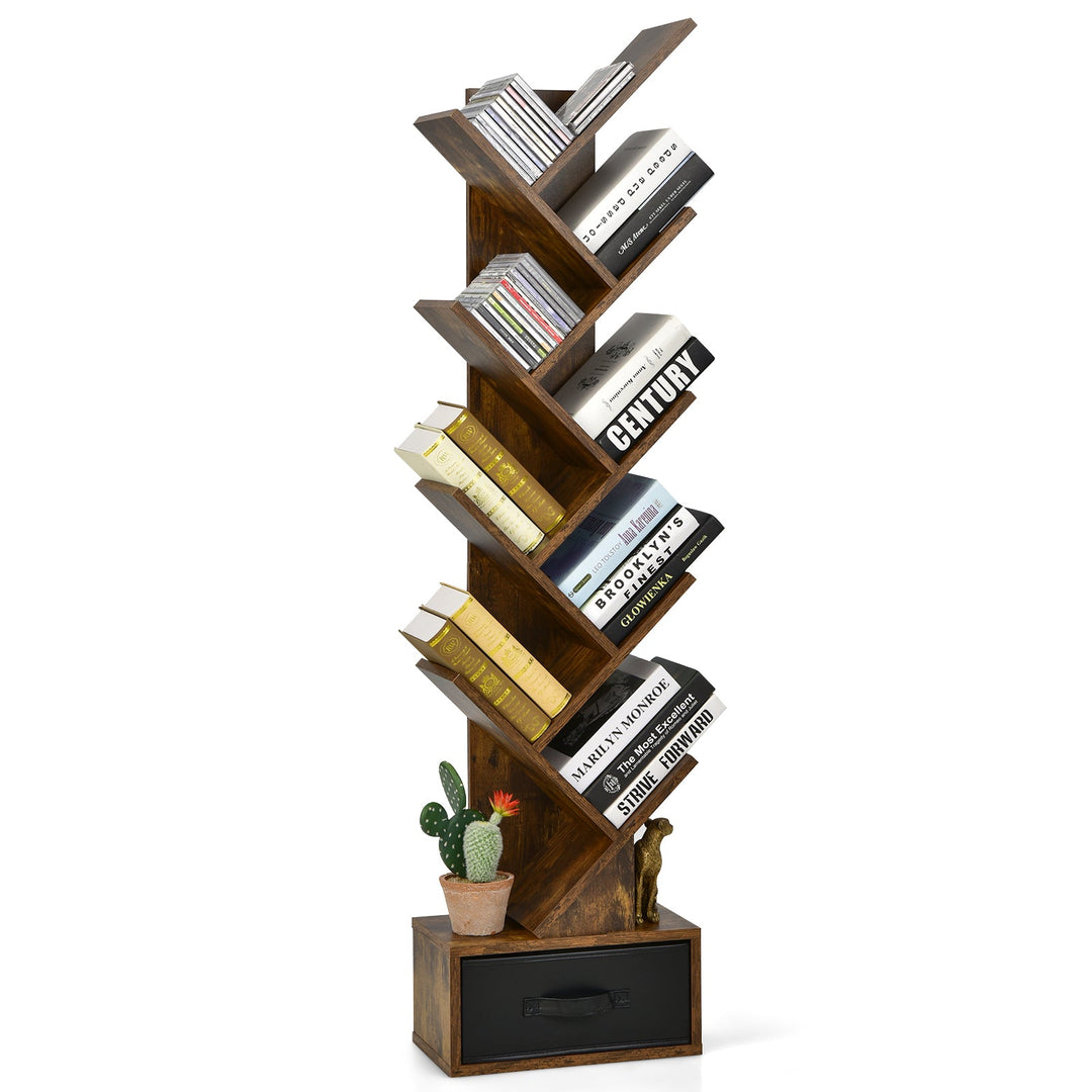 10-tier Tree Bookshelf with Drawer Free