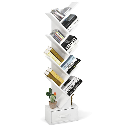 10-tier Tree Bookshelf with Drawer Free