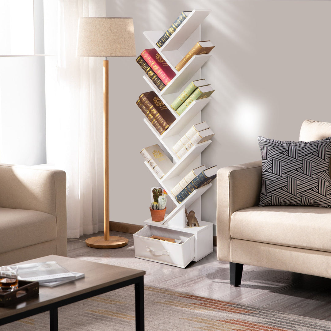 10-tier Tree Bookshelf with Drawer Free