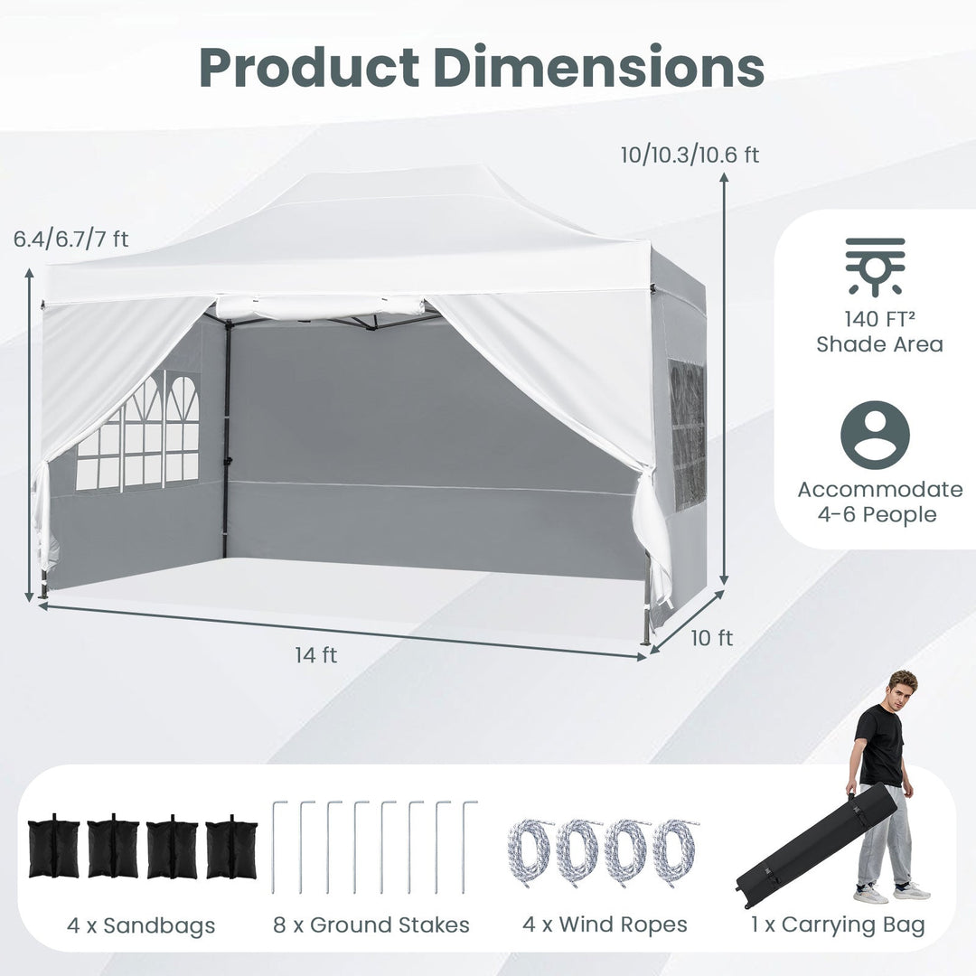 10 X 14 FT Pop up Canopy Tent Outdoor Patio Commercial Sunshade Shelter-White