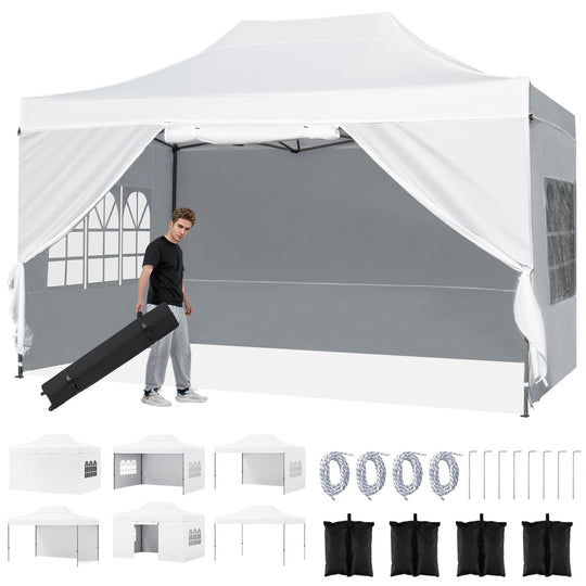 10 X 14 FT Pop up Canopy Tent Outdoor Patio Commercial Sunshade Shelter-White
