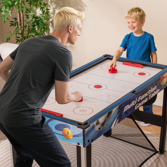 10-in-1 Combo Game Table Set with Table Tennis Basketball Soccer-Blue