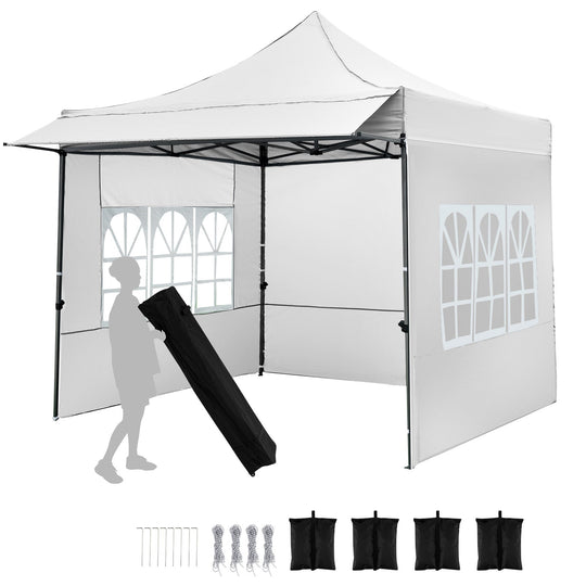10 x 10 FT Pop up Canopy Tent with Sidewalls and Awning for Party Picnic Event
