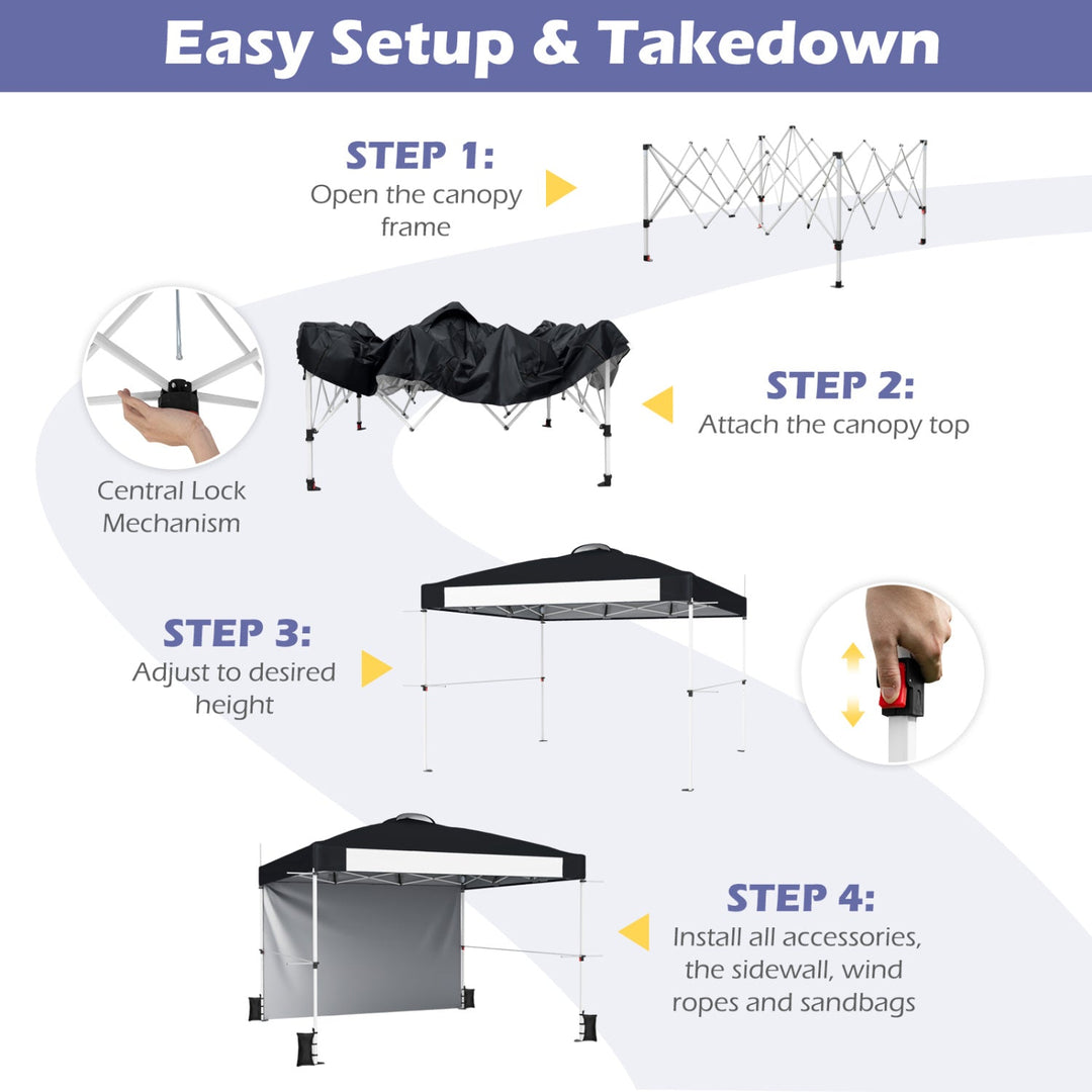 10x10 Pop-Up Canopy Tent with Roller Bag and Adjustable Height