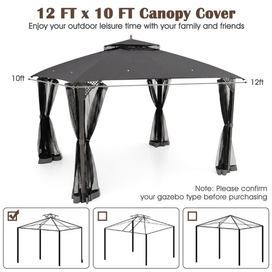 10' x 12' Gazebo Replacement Canopy Top with Air Vent